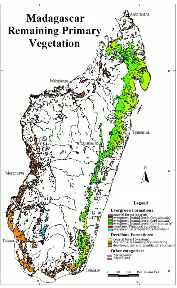 Fig. 2. Carte de végétation de Madagascar (Du Puy et Moat, 1996) 
