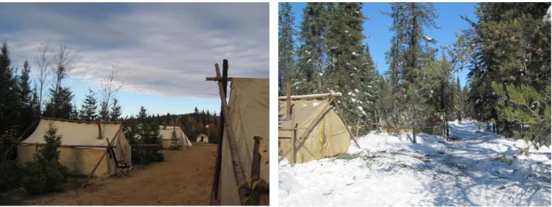 Figure 8. Campements automnal (à gauche) et hivernal (à droite) des Sorties en territoire