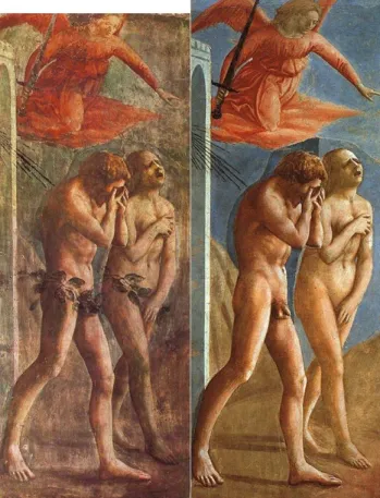 Figure 2 Detail of Adam and Eve expelled from  Paradise (Masaccio, 1426-27, Brancacci Chapel, 