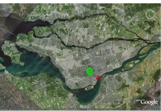 Figure 1 : Localisation des deux sites patrimoniaux dans l’île de Montréal 
