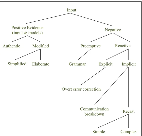 Figure 3: Types of Positive and Negative Evidence in Relation to the Linguistic  Environment 