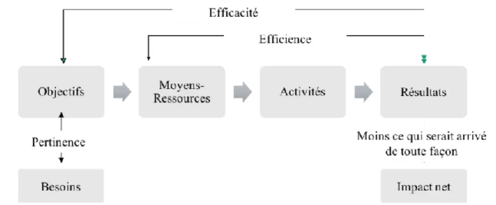 Figure 1  Les différents enjeux de l'évaluation d'un projet à finalité sociale 