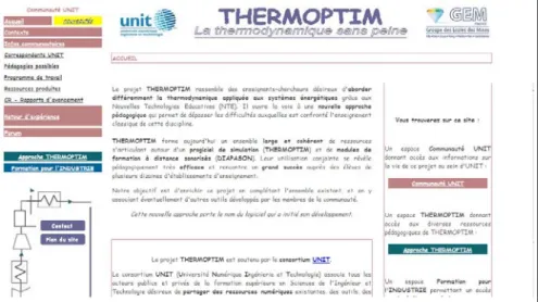 Figure 7 : Site Web Thermoptim-UNIT de 2005 
