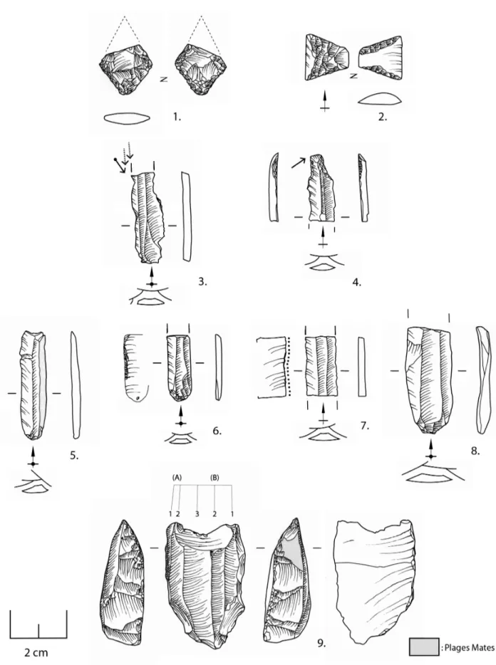 Fig. 2 : Le Gournier, Montélimar, Drôme. Planche synthétique de l’industrie en silex bédouliens de la zone G 