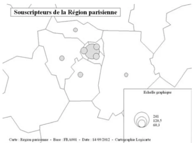 Figure 6. Nombre de donateurs de la région parisienne.