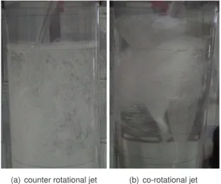Fig. 11 – Modelling of the free plunging jet in a rotating CWM