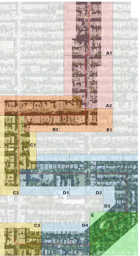 Fig. 3.2 Zones de référence du parcours. 