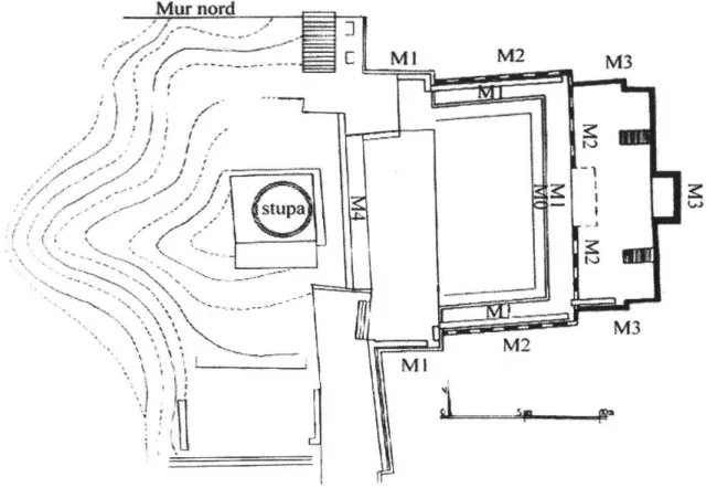 Fig.  1 :  Plan d'ensemble du perron nord de la Terrasse des éléphants avant travaux. 