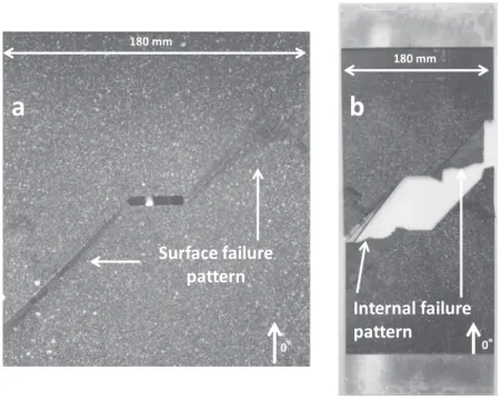 Fig. 12. C3-3 layup external (a) and internal (b) failure pattern.