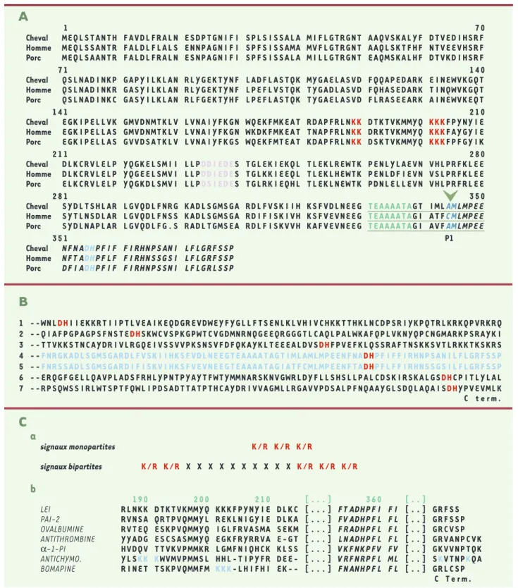Figure 3. Comparaison de séquence de la LEI avec des enzymes ayant des homologies structurales ou de fonction