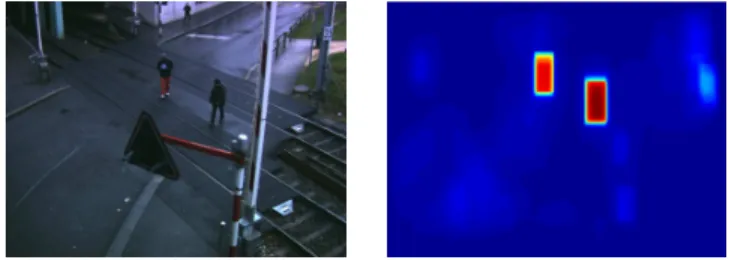 Fig. 1. Detection confidence map (left to right: original image, con- con-fidence map).