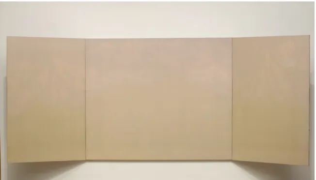Figure 5.  Fernand Leduc, Triptyque Mic. Pietra Bianca, 1988, Acrylique sur toile, 175  X 430 cm (1
