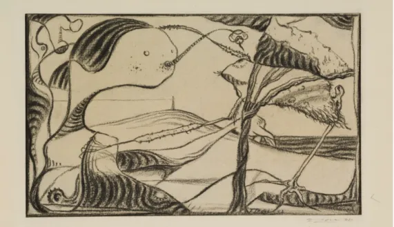 Figure 7.  Fernand Leduc, Sans titre, 1943, Fusain sur papier, 18 X 30 cm, Musée  national des beaux-arts du Québec, Québec