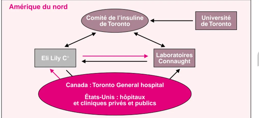 Figure 1. Le dispositif institutionnel nord-américain qui présida  à la manu- manu-facture de l’insuline en 1922-1923