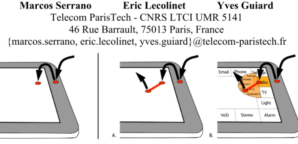 Figure 1: Left: A basic Bezel-Tap gesture involves a tap on the bezel immediately followed by a tap on the screen