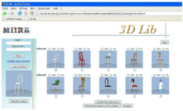 Fig. 2. Screenshot of the 3D models retrieval system.