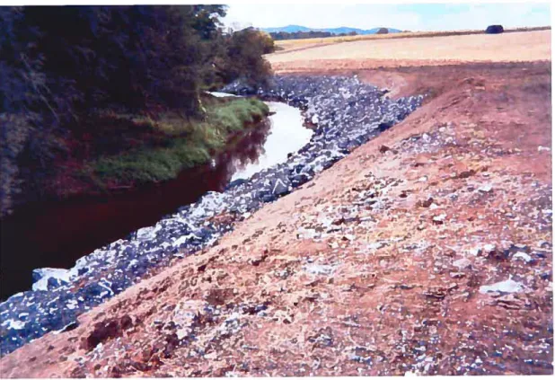 Figure 2: Hard-engineering stabilization technique (rip-rap) used in the Petite Barbue River downstream of the study reach.