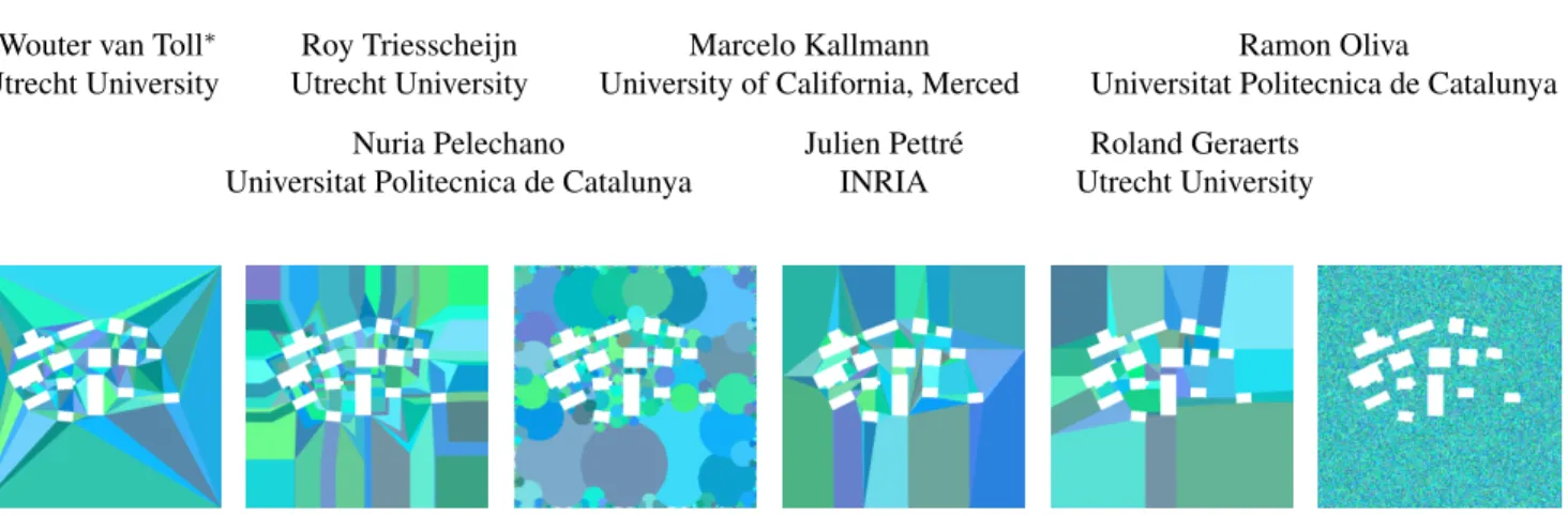Figure 1: Navigation meshes computed for the Military environment. Regions are shown in different colors