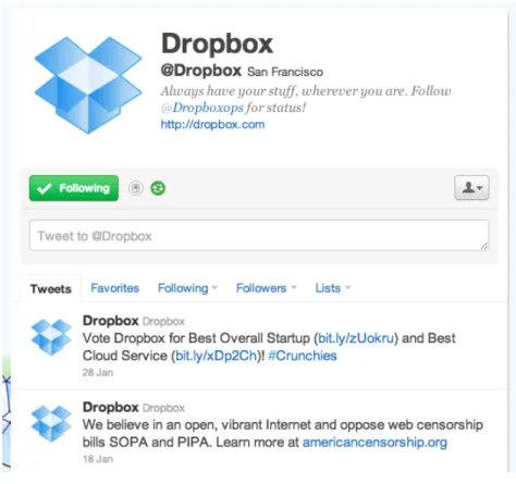Figure 2.3: Twitter profile.