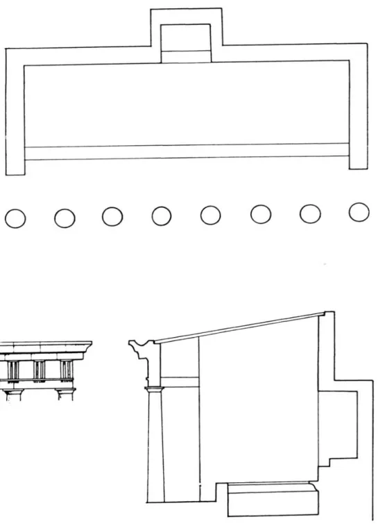 Fig.  10  -  La Fontaine de Piazza della Vittoria :  plan et élévation (d'après Kokalos,  XXII-XXIII,  1976, II,  1,  tav