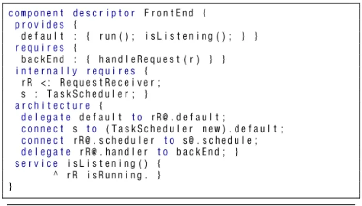 Figure 1. HTTPServer, the diagram shows a logical repre- repre-sentation of an instance of the H TT P Se r ve r descriptor  pre-sented in Listing 2, after it has been created and initialized.