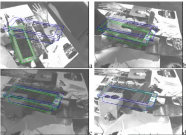 Figure 4: Tracking in complex environment within a clas- clas-sical visual servoing: Images are acquired and processed at video rate (25Hz)