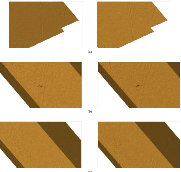Fig. 3: Registration performances on relevant areas (first column: before registration, second column: after registration)