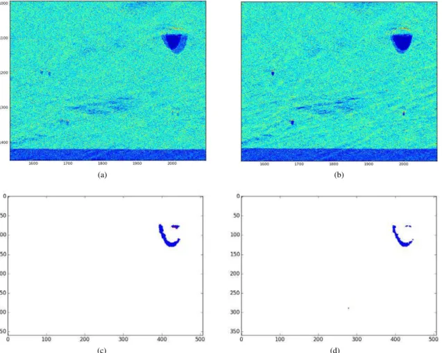 Fig. 8: Superimposed snippets from the second sonar tracks pair before (a) and after (b) registration
