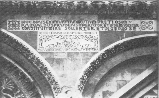 Fig.  3.  —  Pise  (Italie),  cathédrale,  façade  ouest  :  « De  ore  leonis...  »  (P