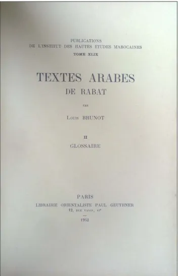Figure 6 - Page couverture des Textes arabes de Rabat 