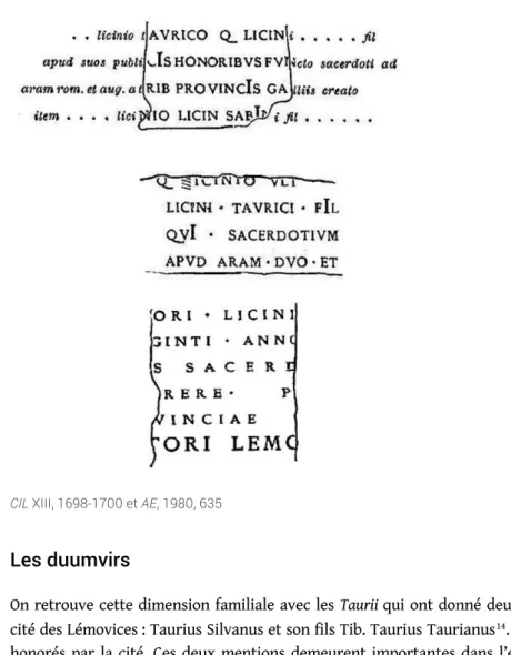 Fig. 3 – Inscriptions du Confluent se rapportant à des prêtres du Confluent