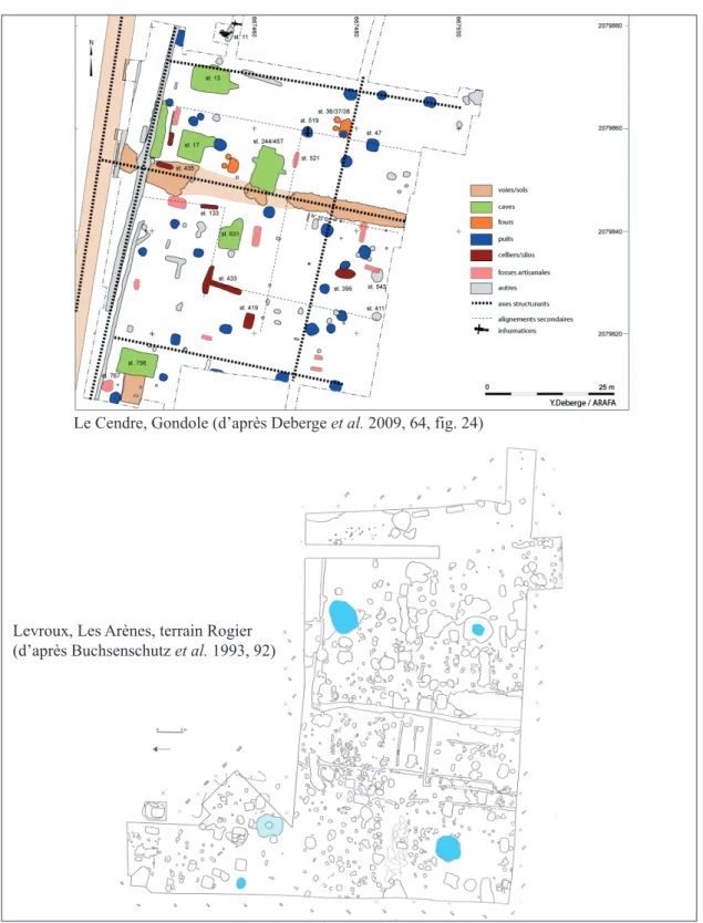 Fig. 9. Les puits dans les agglomérations de Gondole et Levroux.