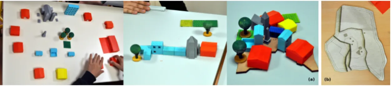 Figure 5. (a) non-interactive models that children reconstructed using tangibles only