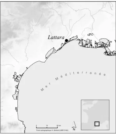 Fig. 1 : Carte de localisation du site de Lattara (Lattes, Hérault).