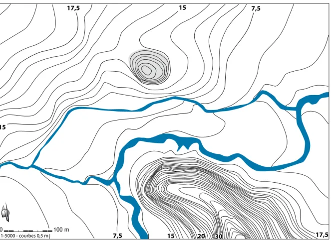 Figure 10. Emplacement supposé du tell Baia „Boruz” sur la carte topographique au 1-5000 e  de 1970; DAO L