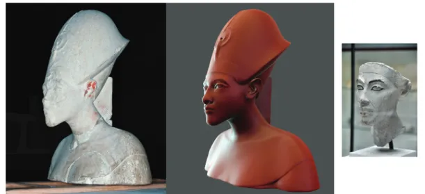 Fig. 3. Comparaison entre les colliers (ousekh) du buste du Neues Museum de Berlin (inv