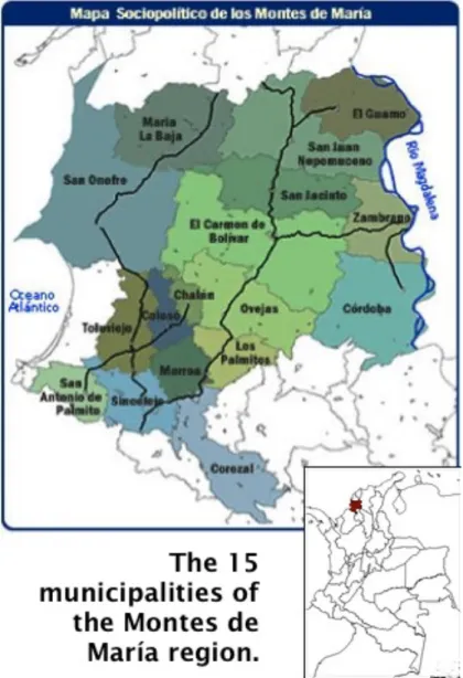 Figure 2 : Carte des régions de Montes de Maria et Golfo de Morrosquillo 5