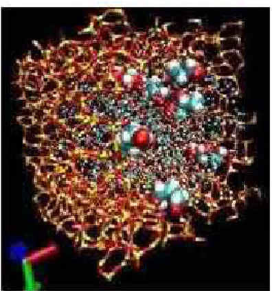 Figure 4. Glyce rol b ioprotectant solution confined in a silica  nanochannel. Snapshot of a mo lecular dynamics simu lation