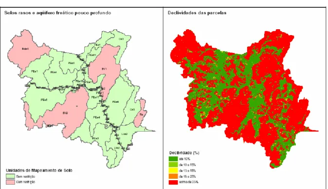 FIGURA 1 - Mapa das restrições à aplicação do lodo no município de Cachoeiro do Itapemirim