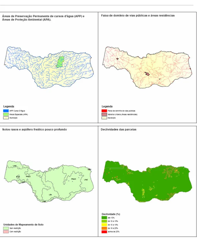FIGURA 3 – Mapa das restrições à aplicação do biossólido no município de Pinheiros 