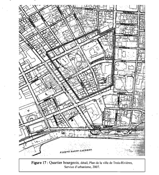Figure  17:  Quartier bourgeois,  détail, Plan de la ville de Trois-Rivières,  Service d'urbanisme, 2007, 