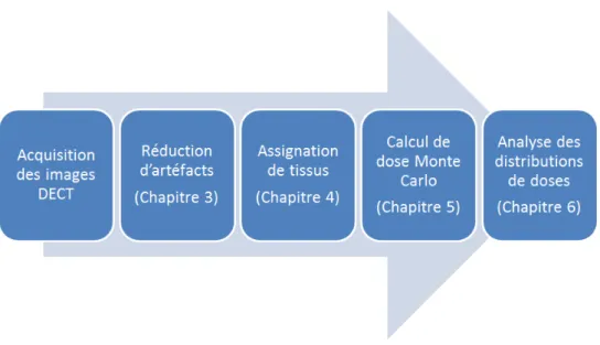 Figure 1.5 – Le sch´ ema g´ en´ eral pour l’application des recommandations du TG-186.