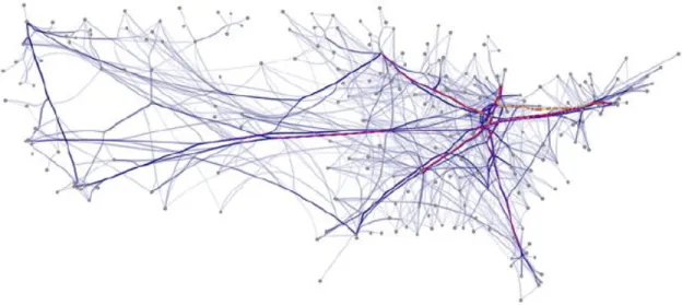 Figure 2.16 – Exemple de la visualisation FDEB. Le graphe montré dans cet exemple est exactement le même que celui montré à la figure 2.14