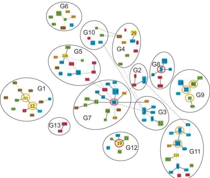 Figure 3: goeBURST network of the 111 STs of B. burgdorferi used or obtained in this study