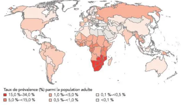 Figure 1.1 : prévalence dans le monde 