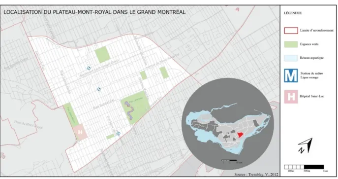 Illustration 7 | Localisation du Plateau Mont-Royal dans le grand Montréal  