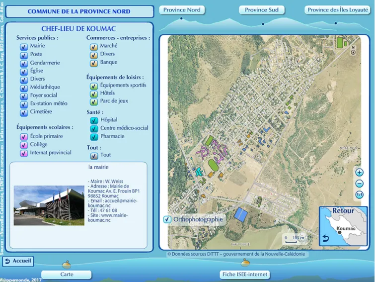 Figure 3. Fenêtre de présentation des chefs-lieux de communes.