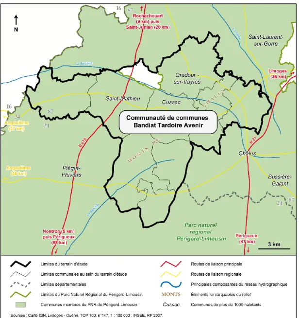 Figure 3. Terrain 2 : territoire de Haute-Vienne à la limite de la Dordogne et de la Charente  