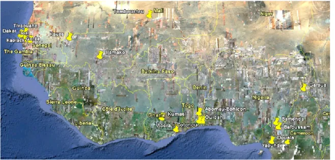Figure 6. Municipalités où sont localisées les écoles pionnières TIC 