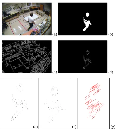 Figure 3.4 – From the original image (a), the foreground silhouette is extracted (b).